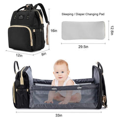 Showlu Fashion Store 0 Foldable Baby Crib with Changing Pad Diaper Bag Backpack  USB Interface Babies Bags   Station pañaleras para