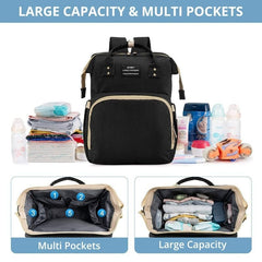 Showlu Fashion Store 0 Foldable Baby Crib with Changing Pad Diaper Bag Backpack  USB Interface Babies Bags   Station pañaleras para