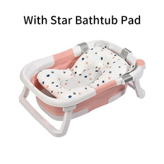 Showlu Fashion Store 0 Folding Baby Bath Tub Portable Baby Shower Tubs With Temperature Sensing  Non-slip Cushion Newborn Bathtub Safe Kids Bathtub New