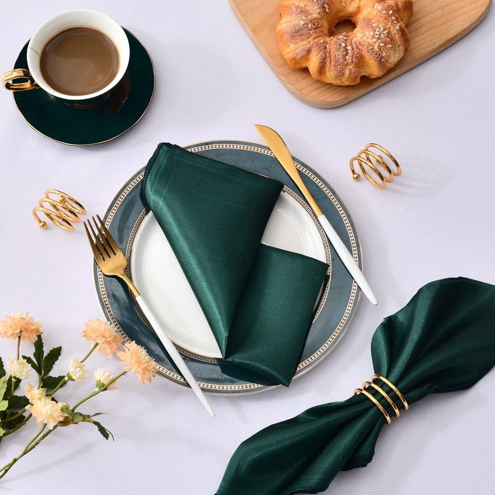 Showlu Fashion Store 0 Forest Green 50 Pcs Satin Table Napkins 12x12inches Square Dinner Napkins Washable Soft Table Napkins for Wedding Birthday Parties Decoration