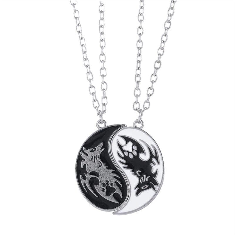 Showlu Fashion Store 0 G Hot Selling Yin And Yang Stitching Alloy Two Petals Pisces Couple Pendant Necklace Fashion Jewelry Accessories Birthday Gift