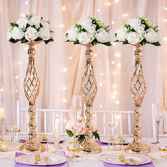 Showlu Fashion Store 0 Gold/Silver Wedding Candle Holders Decor Table Centerpiece Pillar Flower Vase Rack Stand Road Lead Floral Bouquet Party Supplies