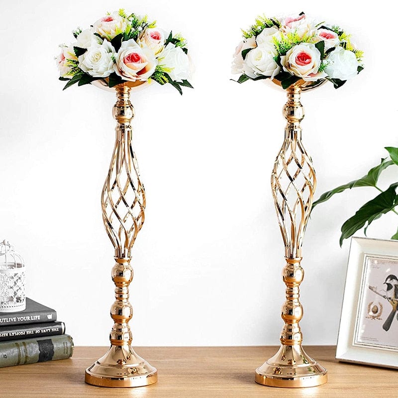 Showlu Fashion Store 0 Gold/Silver Wedding Candle Holders Decor Table Centerpiece Pillar Flower Vase Rack Stand Road Lead Floral Bouquet Party Supplies