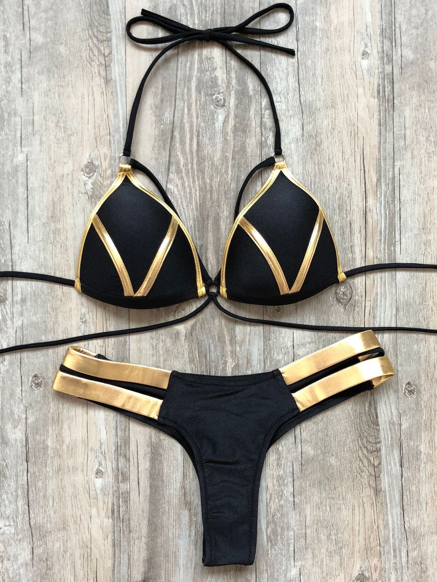 Showlu Fashion Store 0 Gold Stamping Bikini Set"