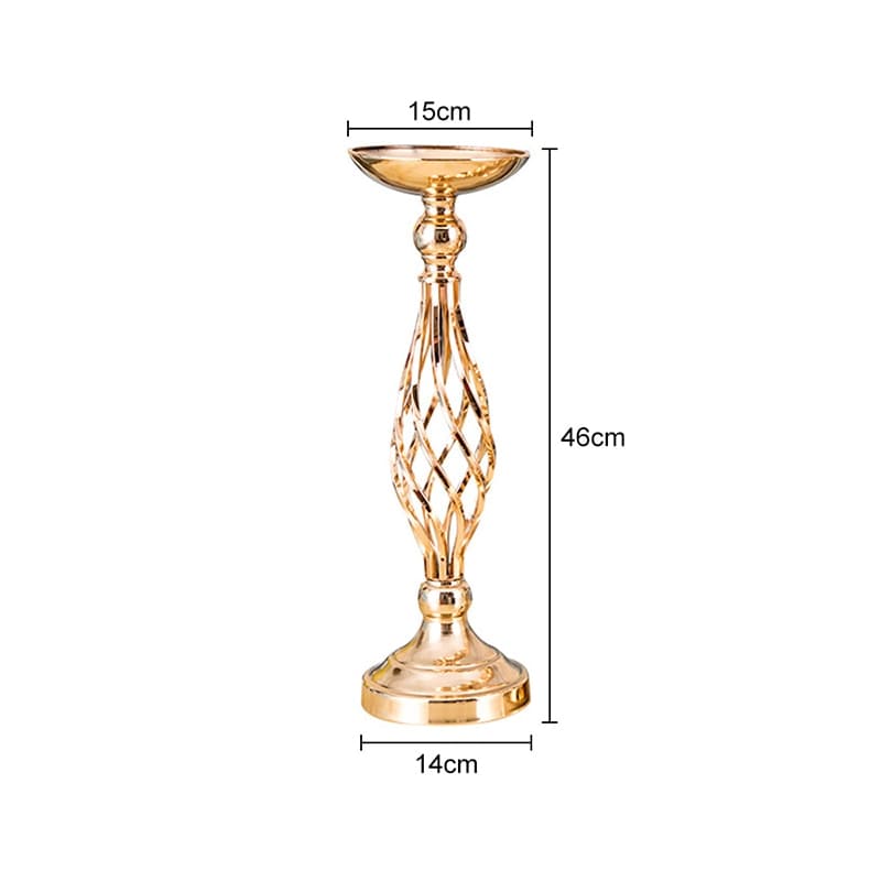 Showlu Fashion Store 0 Golden 46cm / China Flowers Metal Candle Holders Wedding Metal Flower Centerpiece Flower Rack Flowers Vases Candlestick Table Stand Home Party Decor