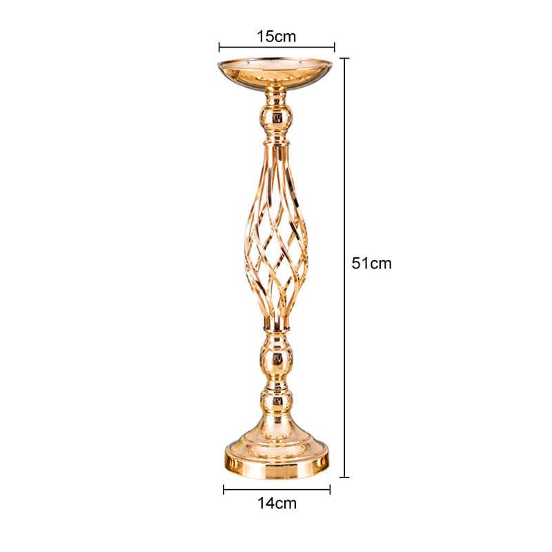 Showlu Fashion Store 0 Golden 51cm / China Flowers Metal Candle Holders Wedding Metal Flower Centerpiece Flower Rack Flowers Vases Candlestick Table Stand Home Party Decor