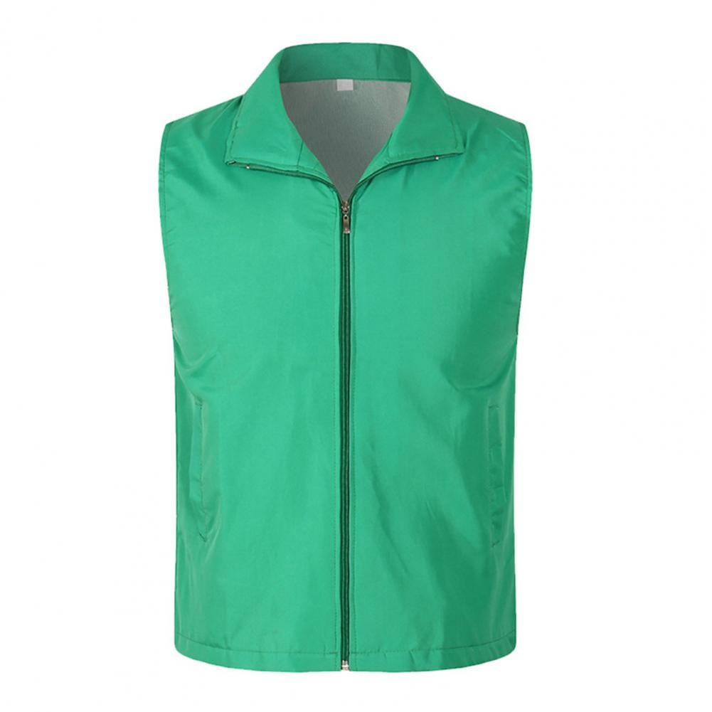 Showlu Fashion Store 0 Grass  Green / M Casual Waistcoat Lapel Sleeveless Zipper Pockets Vest Coat Mesh Lining Outdoor Vest Volunteer Bright Color Work Waistcoat