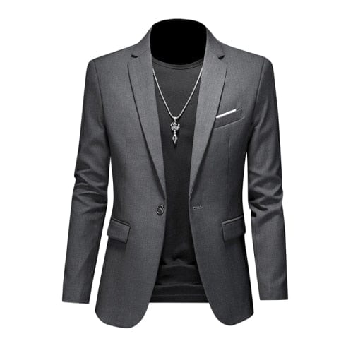 Showlu Fashion Store 0 Gray / Asia L(168cm-57kg) High Quality Business Slim Fit Single Buttons Suits Jacket Men Slim Fit Casual Fashion Wedding Groom Tuxedo Blazer Coats 6XL-M