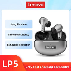 Showlu Fashion Store 0 Gray Fast charging 100% Original Lenovo LP5  Wireless Bluetooth Earbuds HiFi Music Earphone With Mic Headphones Sports Waterproof Headset 2021New