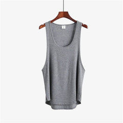 Showlu Fashion Store 0 gray U-NECK / M Fitness clothing blank sleeveless shirt mens gym stringer tank top bodybuilding tanktop men sportwear undershirt fashion vest