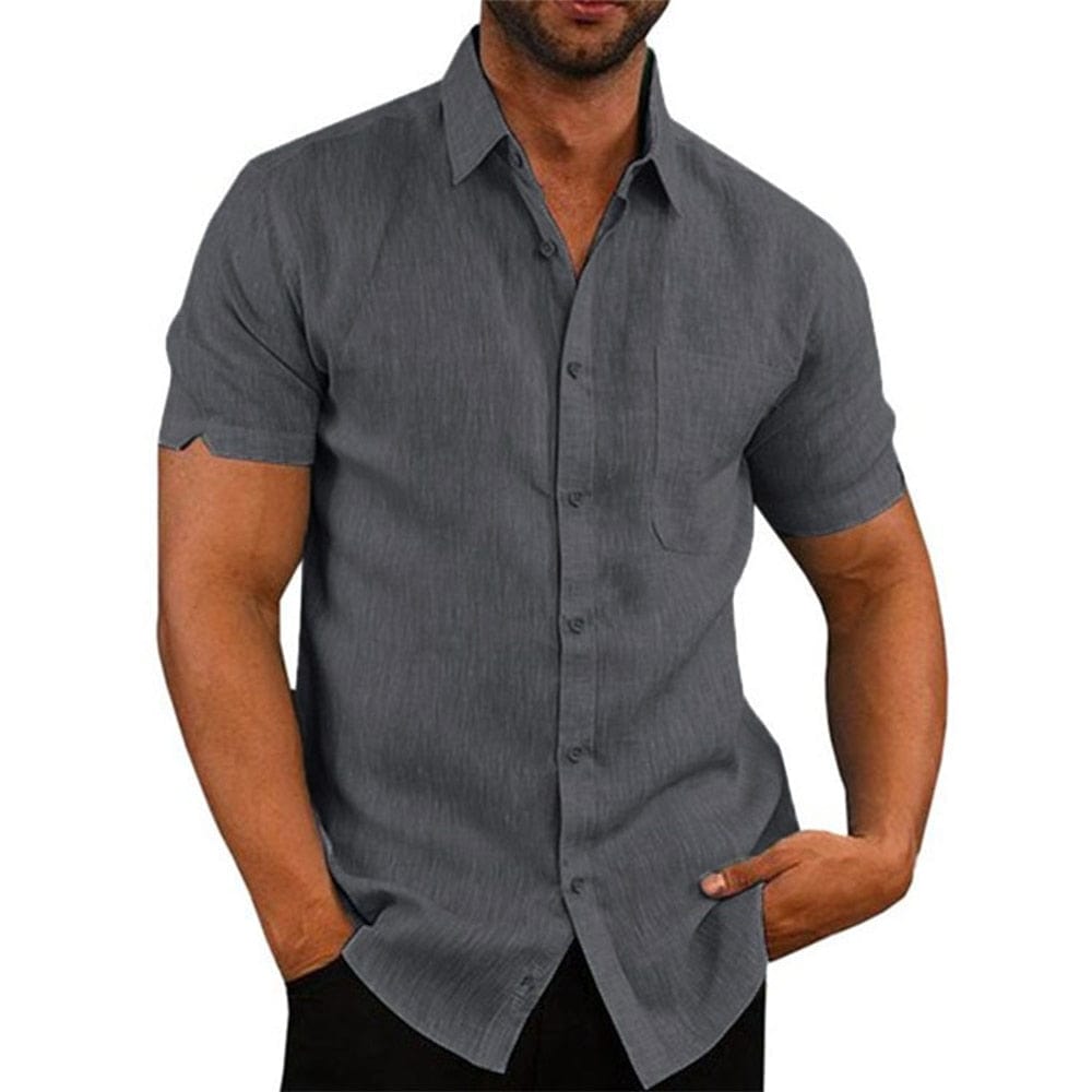  Showlu Fashion Store 0 Gray / US S 50-60 KG Summer Essential Cotton Linen Shirt