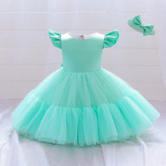 Showlu Fashion Store 0 green / 3T 100 Summer Kids Girl Party Dresses Toddler Baby Baptism Dress For Girls 1 Years Birthday Wedding Clothes Princess Children Costume