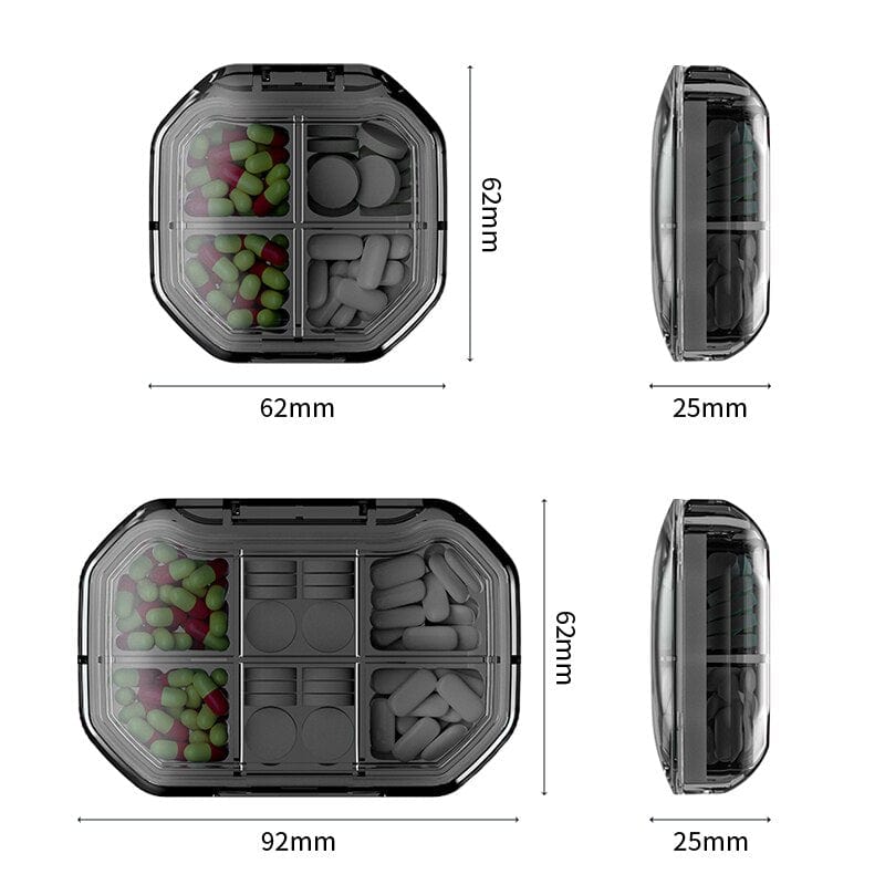 Showlu Fashion Store 0 Green 6 Grids Pill Storage Box Travel Medicines Storage Box Drug Separation Mini Portable Organizer Container With Seal Ring