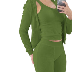 Showlu Fashion Store 0 Green / S Luxurious Thick Fleece 3-Piece Sweatsuit