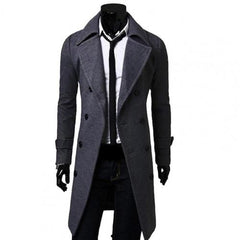 Showlu Fashion Store 0 Grey / M Autumn Winter Long Trench Coat Double-breasted Solid Color Mid-Length Windproof Thick British Slim Jacket gabardina hombre