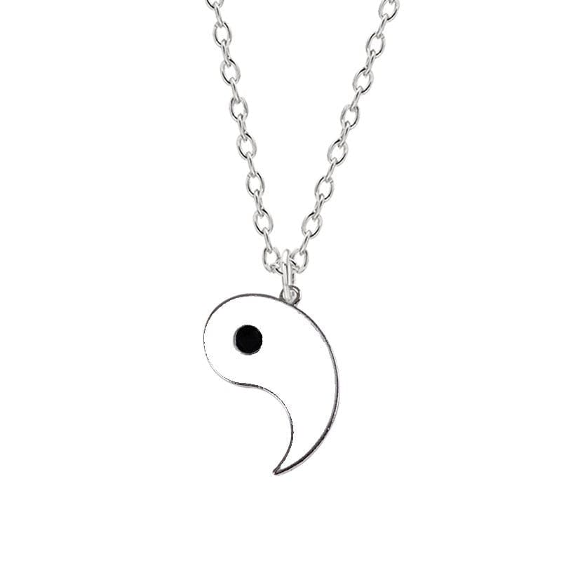 Showlu Fashion Store 0 Hot Selling Yin And Yang Stitching Alloy Two Petals Pisces Couple Pendant Necklace Fashion Jewelry Accessories Birthday Gift