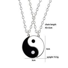 Showlu Fashion Store 0 Hot Selling Yin And Yang Stitching Alloy Two Petals Pisces Couple Pendant Necklace Fashion Jewelry Accessories Birthday Gift