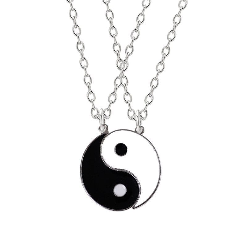 Showlu Fashion Store 0 Hot Selling Yin And Yang Stitching Alloy Two Petals Pisces Couple Pendant Necklace Fashion Jewelry Accessories Birthday Gift