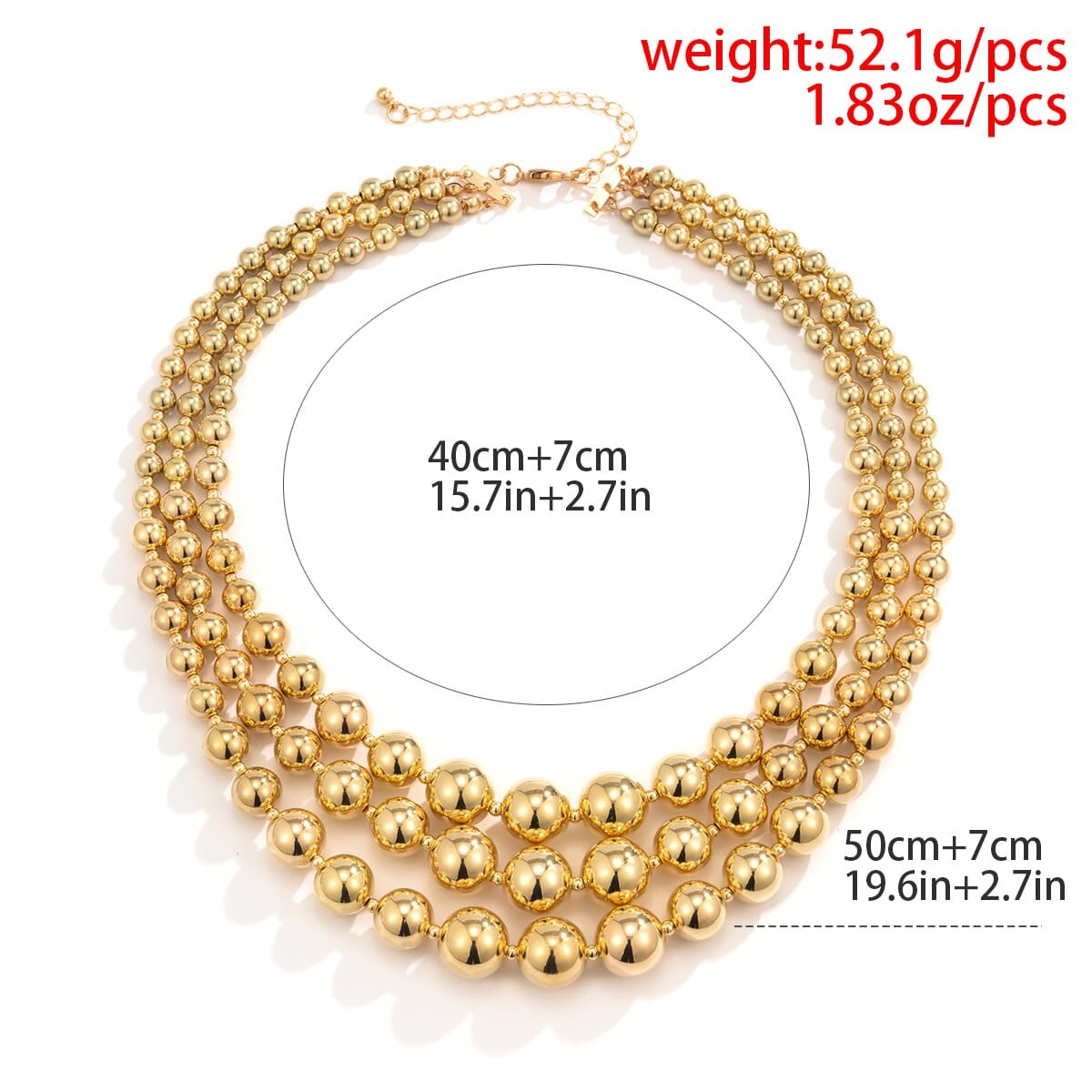 Showlu Fashion Store 0 IngeSight.Z Vintage Exaggerated Plastic Big Ball Choker Necklace for Women Multi Layered Chunky Thick Clavicle Necklaces Jewelry