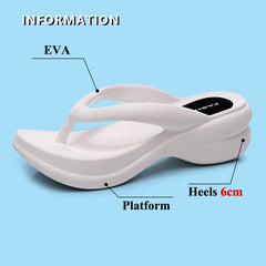 Showlu Fashion Store 0 JMPRS Thick Sole Wedges Flip Flops for Women 2023 Summer Clip Toe Platform Sandals Woman Non Slip Beach Slippers Outdoor Slides