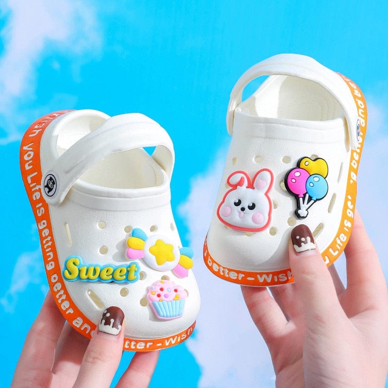 Showlu Fashion Store 0 Kids Sandals Hole Children's Shoes Slippers Soft Anti-Skid Cartoon DIY Design Hole Baby Shoes Sandy Beach For Boys Girls