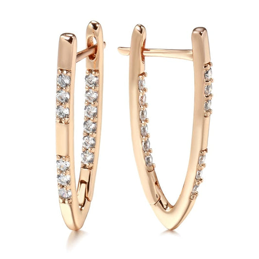 Showlu Fashion Store 0 Kinel New 585 Rose Gold Color Earrings For Women Girl Fashion Geometric Natural Zircon Drop Earring High Quality Daily Jewelry