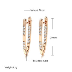 Showlu Fashion Store 0 Kinel New 585 Rose Gold Color Earrings For Women Girl Fashion Geometric Natural Zircon Drop Earring High Quality Daily Jewelry