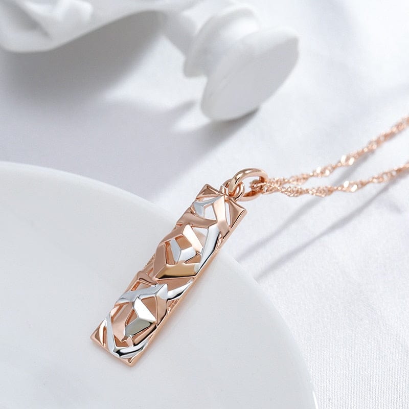 Showlu Fashion Store 0 Kinel New Fashion Square Wide Pendant Necklace for Women 585 Rose Gold Silver Color Mix Boho Long Necklace Ethnic Retro Jewelry