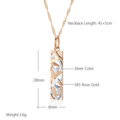 Showlu Fashion Store 0 Kinel New Fashion Square Wide Pendant Necklace for Women 585 Rose Gold Silver Color Mix Boho Long Necklace Ethnic Retro Jewelry