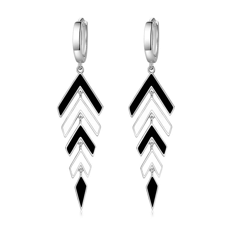 Showlu Fashion Store 0 KOFSAC Trendy Chic Black White Arrow Long Tassel Hoop Earrings For Women 925 Sterling Silver Earring Lady Party Jewelry Gifts