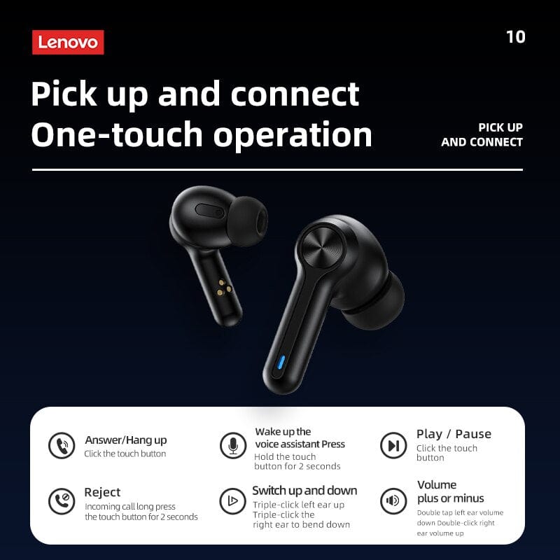 Showlu Fashion Store 0 Lenovo LP3 Pro Earphones TWS Bluetooth 5.0 Wireless HIFI Music Headset Display 1200mAh Battery Headphones Gaming Earbuds