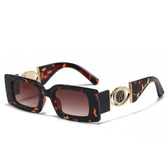 Showlu Fashion Store 0 leopard / as the picture Small Rectangle Sunglasses Men Women Square Sun Glasses Luxury Gafas Travel Shades Vintage Retro UV400 Lunette De Soleil Femme