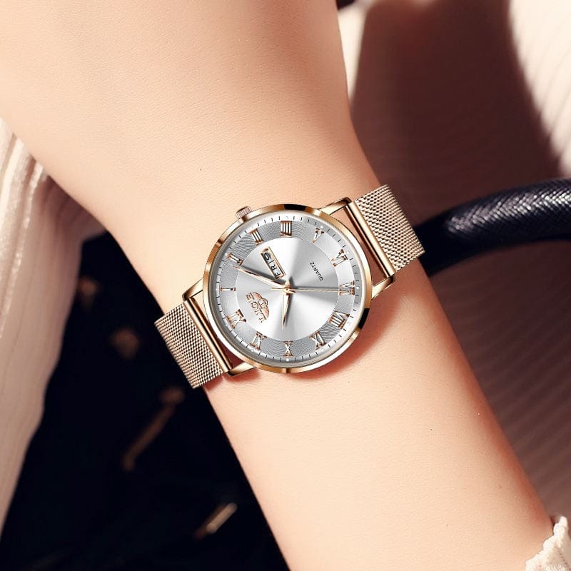 Showlu Fashion Store 0 LIGE Brand Women Watches Ultra-thin Luxury Quartz Watch Fashion Ladies Clock Stainless Steel Waterproof Calendar Week Wristwatch