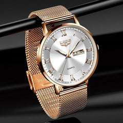 Showlu Fashion Store 0 LIGE Brand Women Watches Ultra-thin Luxury Quartz Watch Fashion Ladies Clock Stainless Steel Waterproof Calendar Week Wristwatch