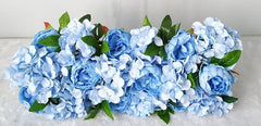 Showlu Fashion Store 0 light blue Luxury Wedding Road Cited Flowers Rose Peony Hydrangea Mix DIY Arched Door Flower Row Window T Station Wedding Decoration