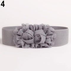 Showlu Fashion Store 0 Light Gray 2020 Women Girl Wide Stretch Elastic Waist Belt Solid Color Flower Waistband belts for women поясок для платья ремень женский