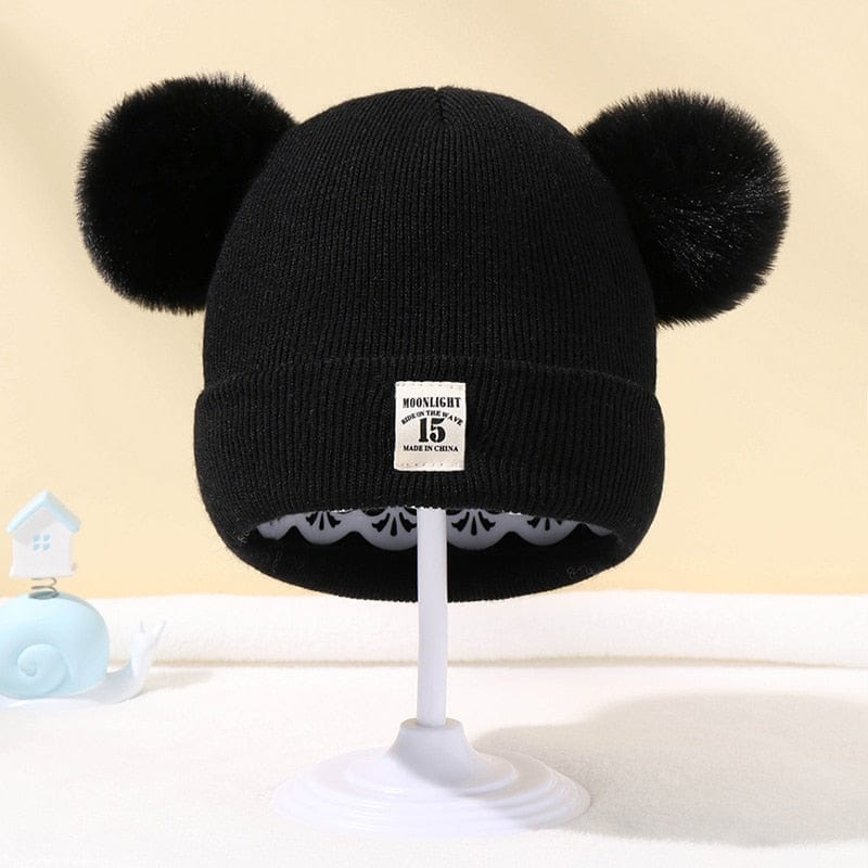 Showlu Fashion Store 0 light khaki / China Winter Children Warm Baby Knitted Hats With Pom Pom Kids Knit Beanie Hats Solid Color Children's Hat For Boys Girls Accessories