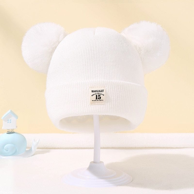 Showlu Fashion Store 0 light khaki / China Winter Children Warm Baby Knitted Hats With Pom Pom Kids Knit Beanie Hats Solid Color Children's Hat For Boys Girls Accessories