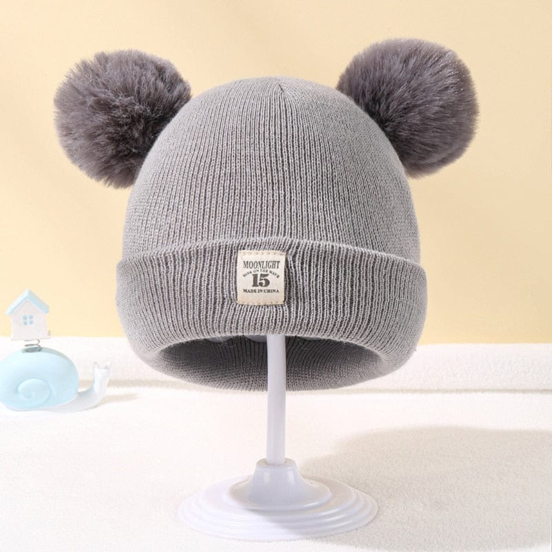 Showlu Fashion Store 0 light khaki / China Winter Children Warm Baby Knitted Hats With Pom Pom Kids Knit Beanie Hats Solid Color Children's Hat For Boys Girls Accessories