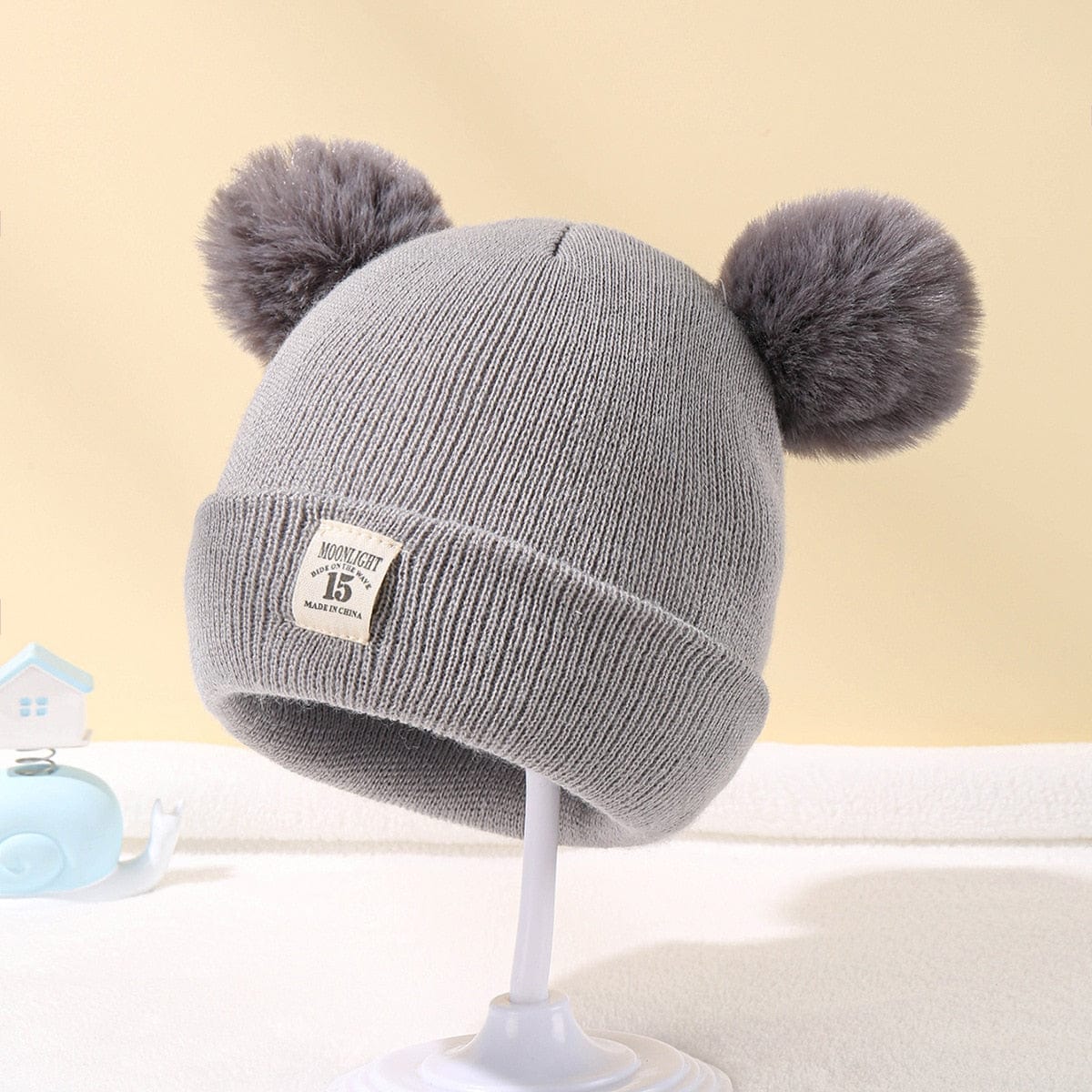 Showlu Fashion Store 0 light khaki / China Winter Children Warm Baby Knitted Hats With Pom Pom Kids Knit Beanie Hats Solid Color Children's Hat For Boys Girls Accessories