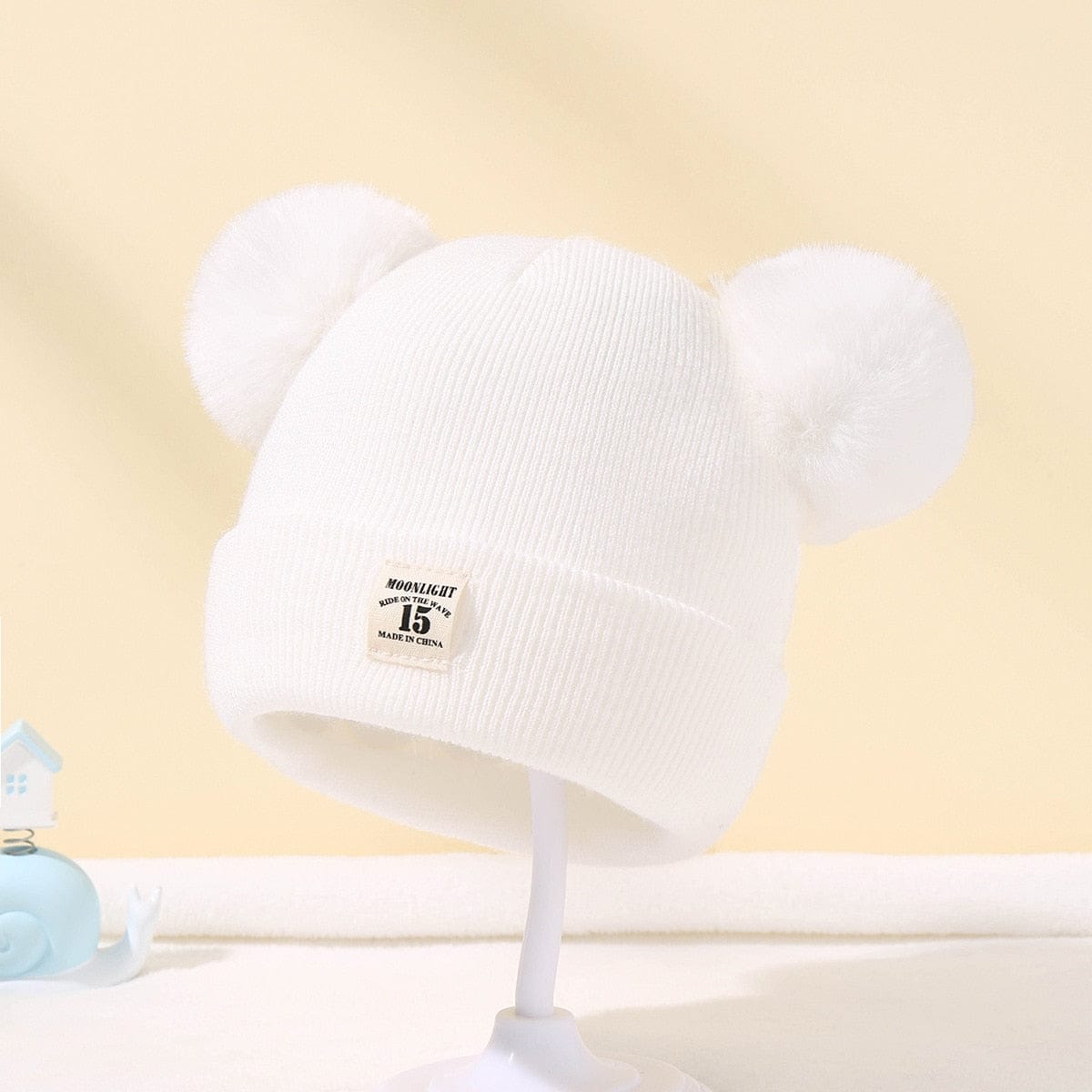 Showlu Fashion Store 0 light khaki / China Winter Children Warm Baby Knitted Hats With Pom Pom Kids Knit Beanie Hats Solid Color Children's Hat For Boys Girls Accessories