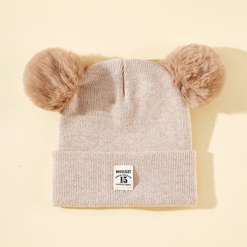 Showlu Fashion Store 0 light khaki / China Winter Children Warm Baby Knitted Hats With Pom Pom Kids Knit Beanie Hats Solid Color Children's Hat For Boys Girls Accessories