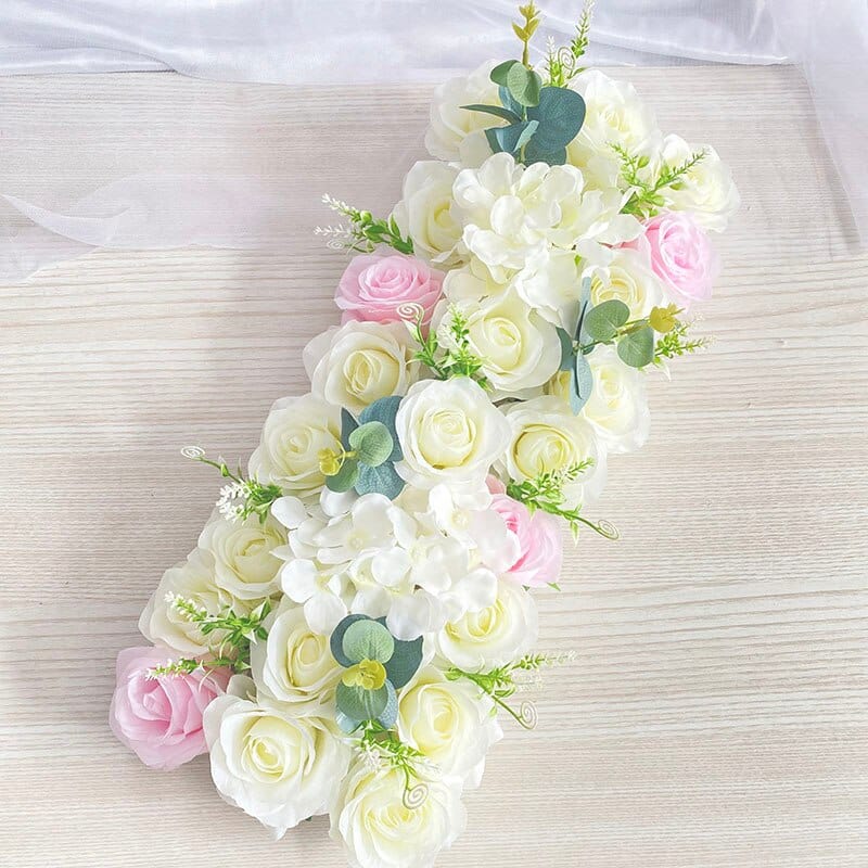 Showlu Fashion Store 0 light pink B Luxury Wedding Road Cited Flowers Rose Peony Hydrangea Mix DIY Arched Door Flower Row Window T Station Wedding Decoration