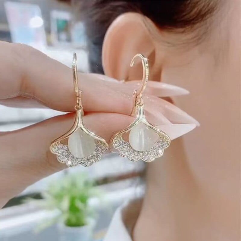 Showlu Fashion Store 0 Luxury Trend Black Color Double Layer Earrings For Women Korean Crystal Zircon Geometric Earring Bride Wedding Statement Jewelry