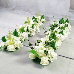 Showlu Fashion Store 0 Luxury Wedding Road Cited Flowers Rose Peony Hydrangea Mix DIY Arched Door Flower Row Window T Station Wedding Decoration