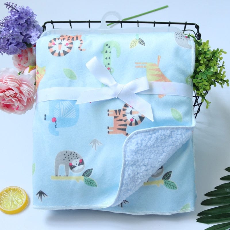 Showlu Fashion Store 0 M Baby Blankets New Thicken Double Layer Coral Fleece Infant Swaddle Bebe Envelope Wrap Owl Printed Newborn Baby Bedding Blanket