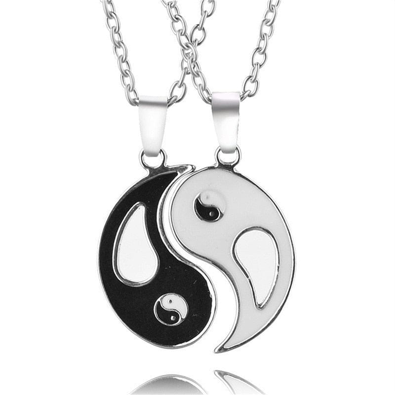 Showlu Fashion Store 0 M Hot Selling Yin And Yang Stitching Alloy Two Petals Pisces Couple Pendant Necklace Fashion Jewelry Accessories Birthday Gift