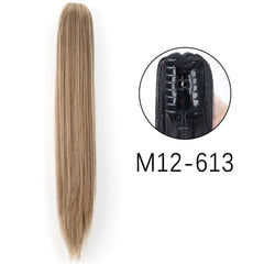 Showlu Fashion Store 0 M12-613 / 24inches-60cm / China Synthetic Long Straight Claw Clip On Ponytail Hair Extensions 24Inch Heat Resistant Pony Tail Hair piece For Women Daily Party