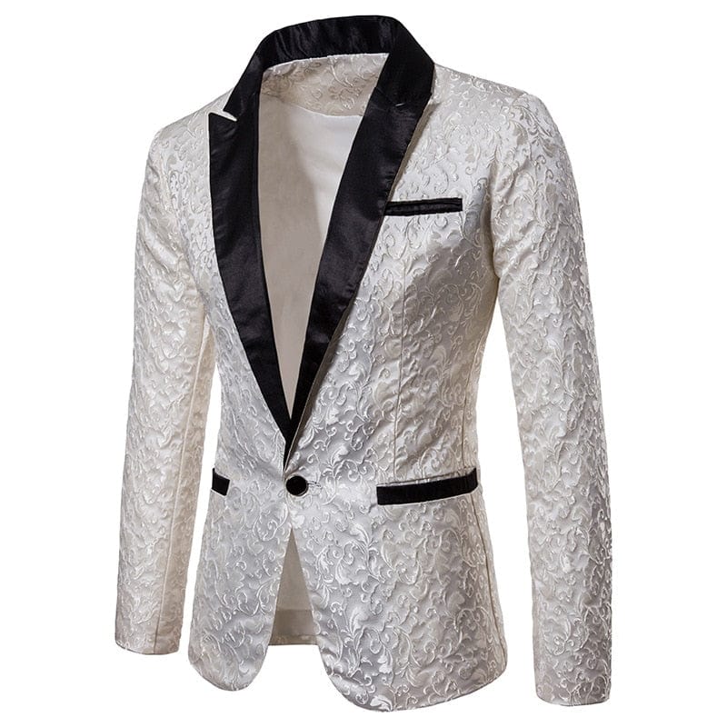 Showlu Fashion Store 0 Men's Floral Party Dress Suit Stylish Dinner Jacket Wedding Blazer Prom Tuxedo