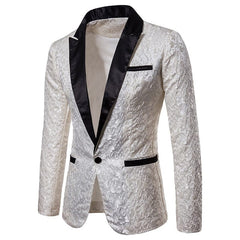 Showlu Fashion Store 0 Men&#39;s Floral Party Dress Suit Stylish Dinner Jacket Wedding Blazer Prom Tuxedo